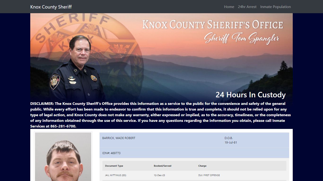 Knox County Tennessee - Sheriff - 24 Hour Arrests