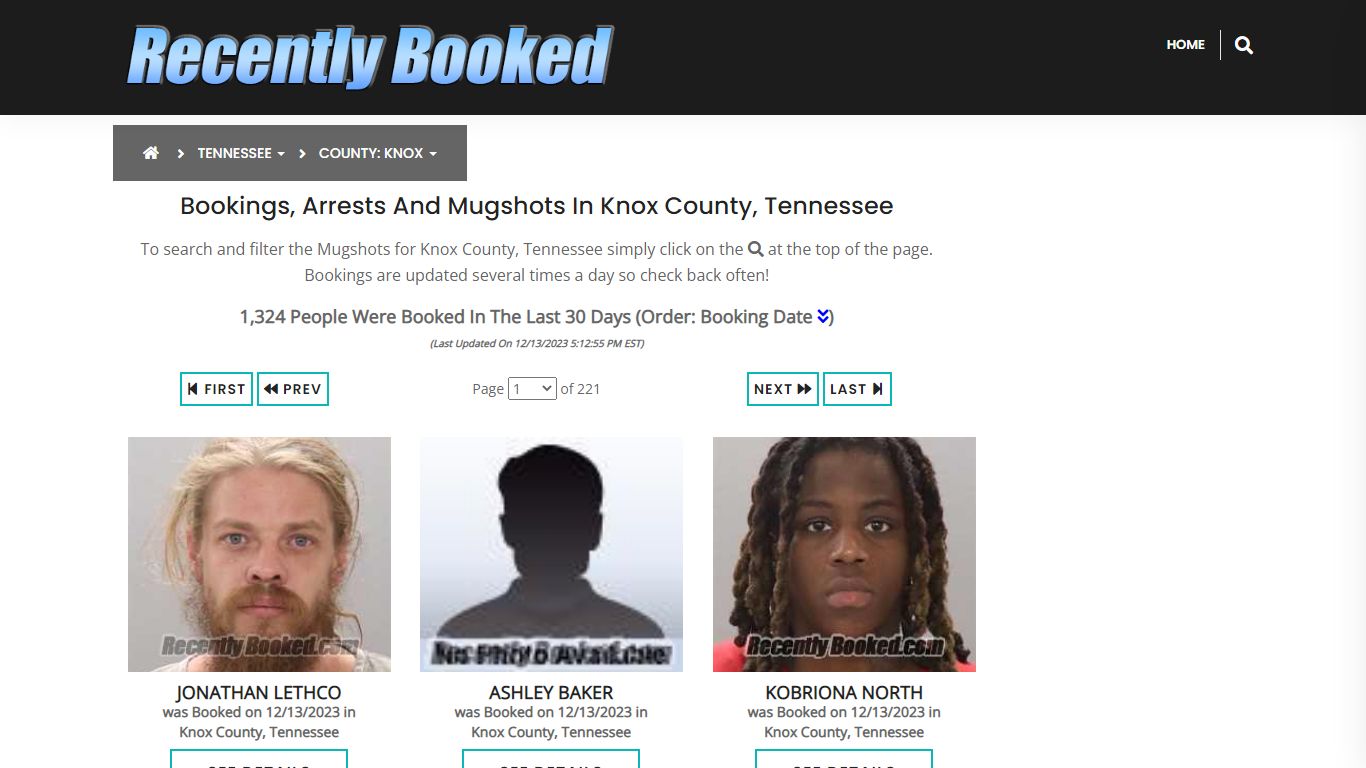 Recent bookings, Arrests, Mugshots in Knox County, Tennessee